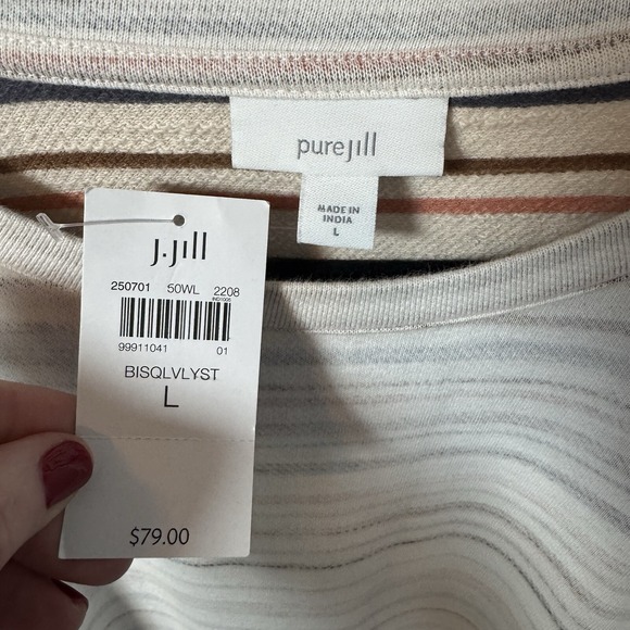 Cotton Oversized Pullover Sweatshirt VTG Look SOFT J. Jill Size L NWT - Picture 4 of 6